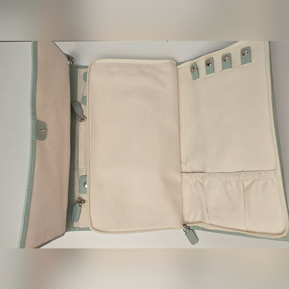Mint Green Travel Jewelry Organizer Clutch Case with Zipper & Snap Closures - Picture 7 of 10